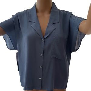 Aritzia Wilfred Shawna Blue Note Blouse